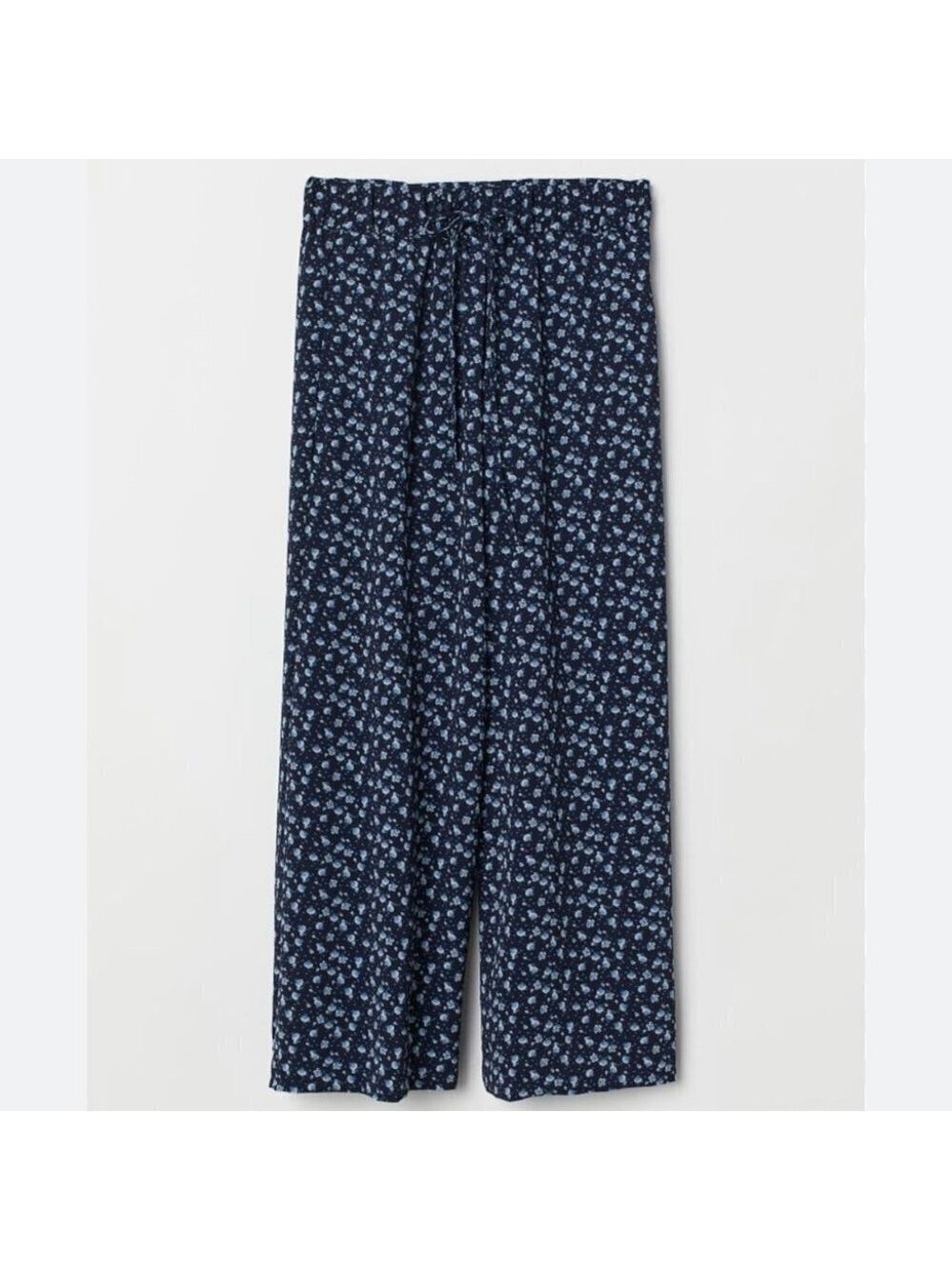 Vintage Navy Ditsy Floral High Waist Pleated Wide Leg Pants by Two Roads Size S